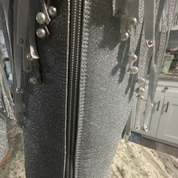 BRAND NEW NEVER WORN SEXY SPARKLY SILVER CUT OUT BOOTS - EU 41 - US SIZE 9.5/10 - Picture 2 of 16